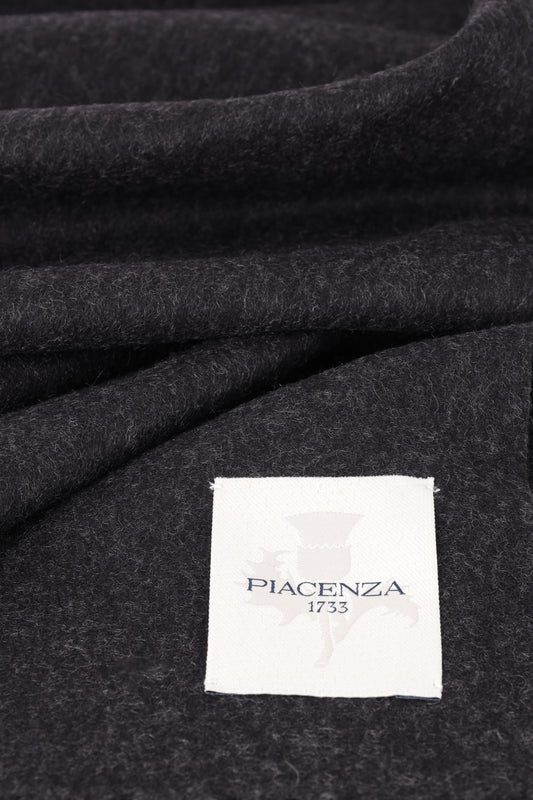 Black melange cashmere scarf - Embroidery | PIACENZA 1733
