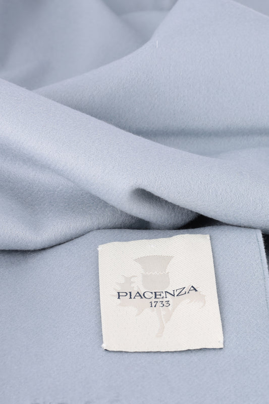 Powder Blue Cashmere Scarf - Embroidery | PIACENZA 1733