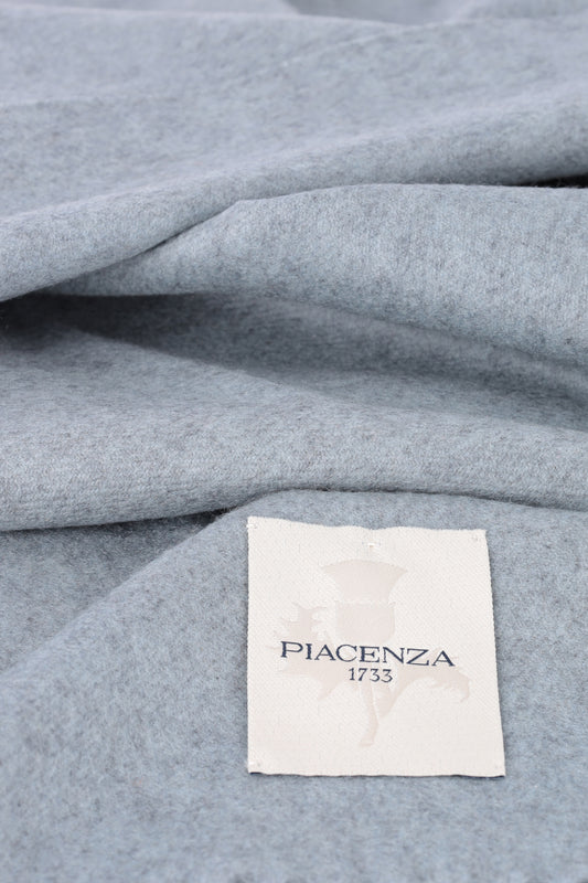 Powder blue melange cashmere scarf - Embroidery | PIACENZA 1733
