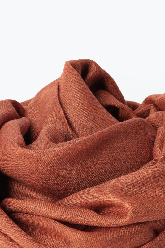 Orange melange cashmere stole - Embroidery | PIACENZA 1733