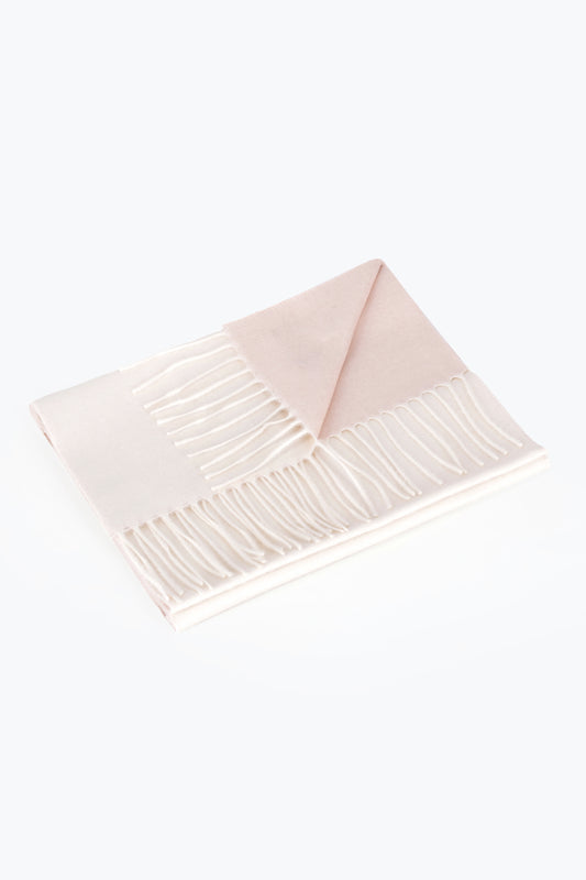 Double-faced silk and cashmere scarf in white and pink - Double-Sided Cashmere Scarves | PIACENZA 1733