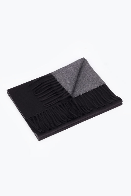 Double scarf in silk and cashmere Black and girigo - Embroidery | PIACENZA 1733