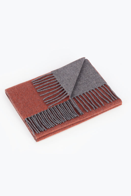 Orange and grey double cashmere scarf - Double-Sided Cashmere Scarves | PIACENZA 1733