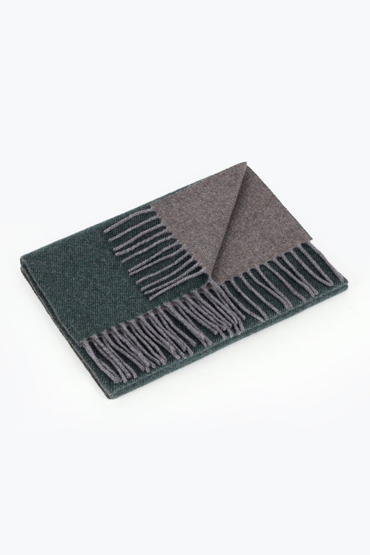 Double cashmere scarf in green and hazelnut - Double-Sided Cashmere Scarves | PIACENZA 1733