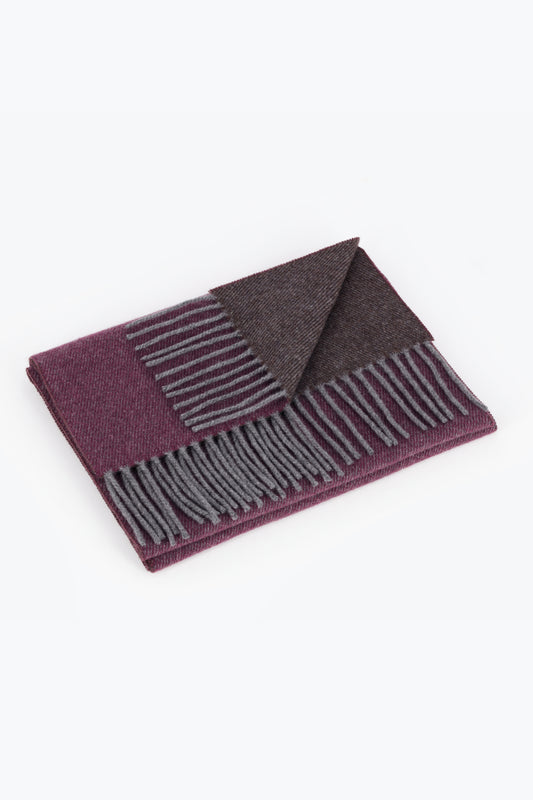 Fuchsia and brown double cashmere scarf - Double-Sided Cashmere Scarves | PIACENZA 1733