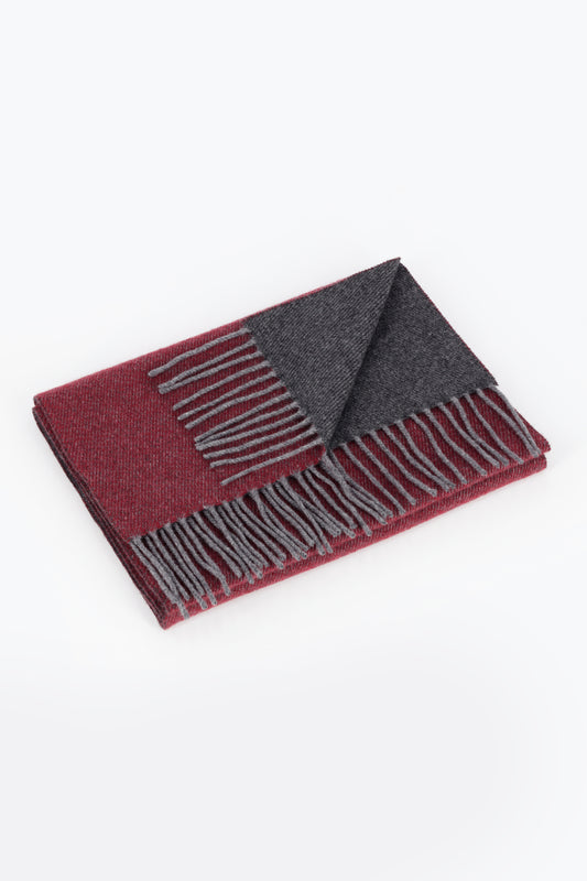 Double cashmere scarf in red and anthracite - Double-Sided Cashmere Scarves | PIACENZA 1733