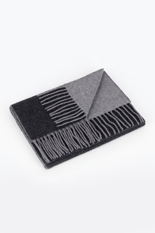 Black and grey double cashmere scarf - Embroidery | PIACENZA 1733