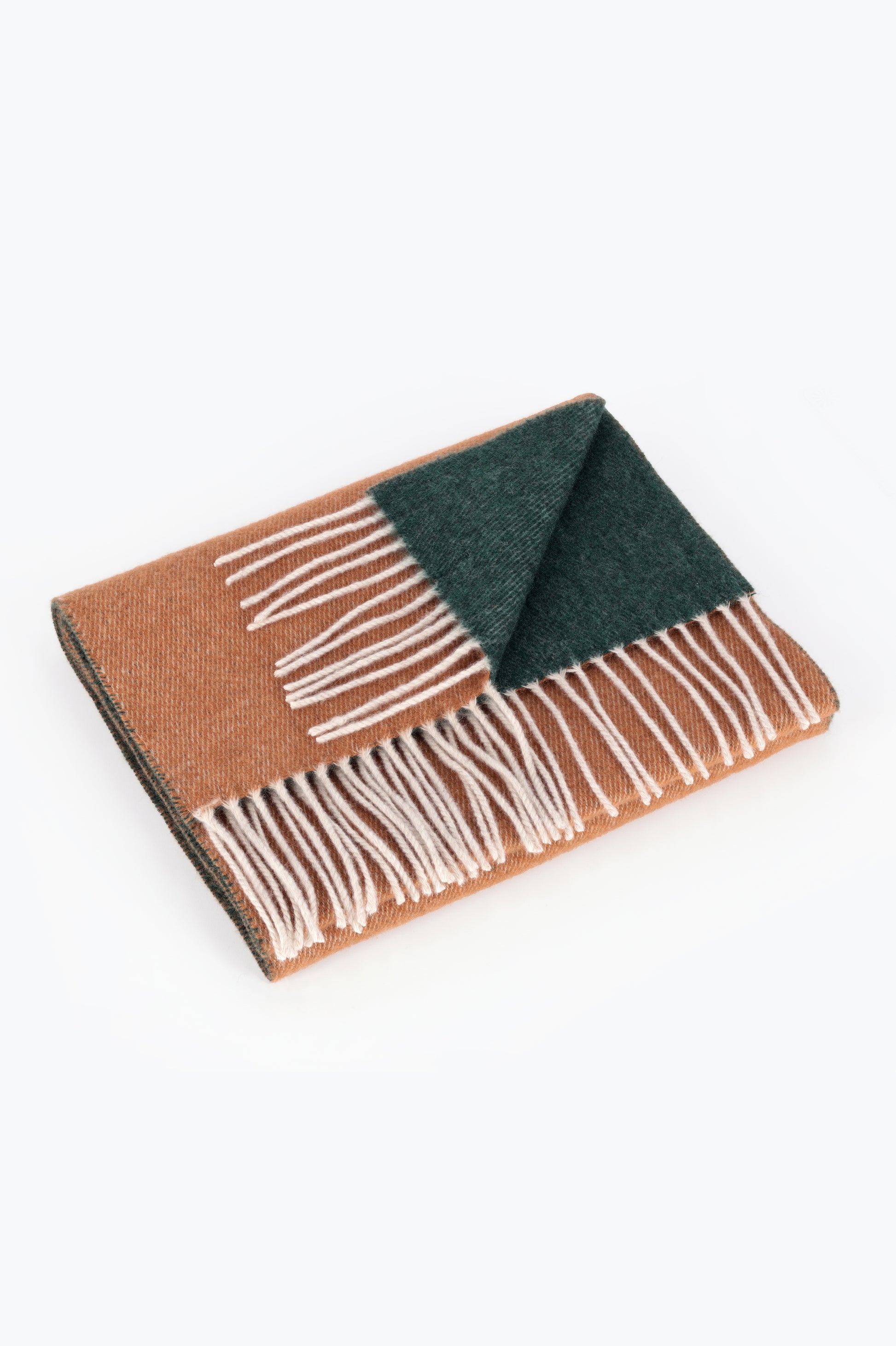 Camel and green double cashmere scarf | PIACENZA 1733