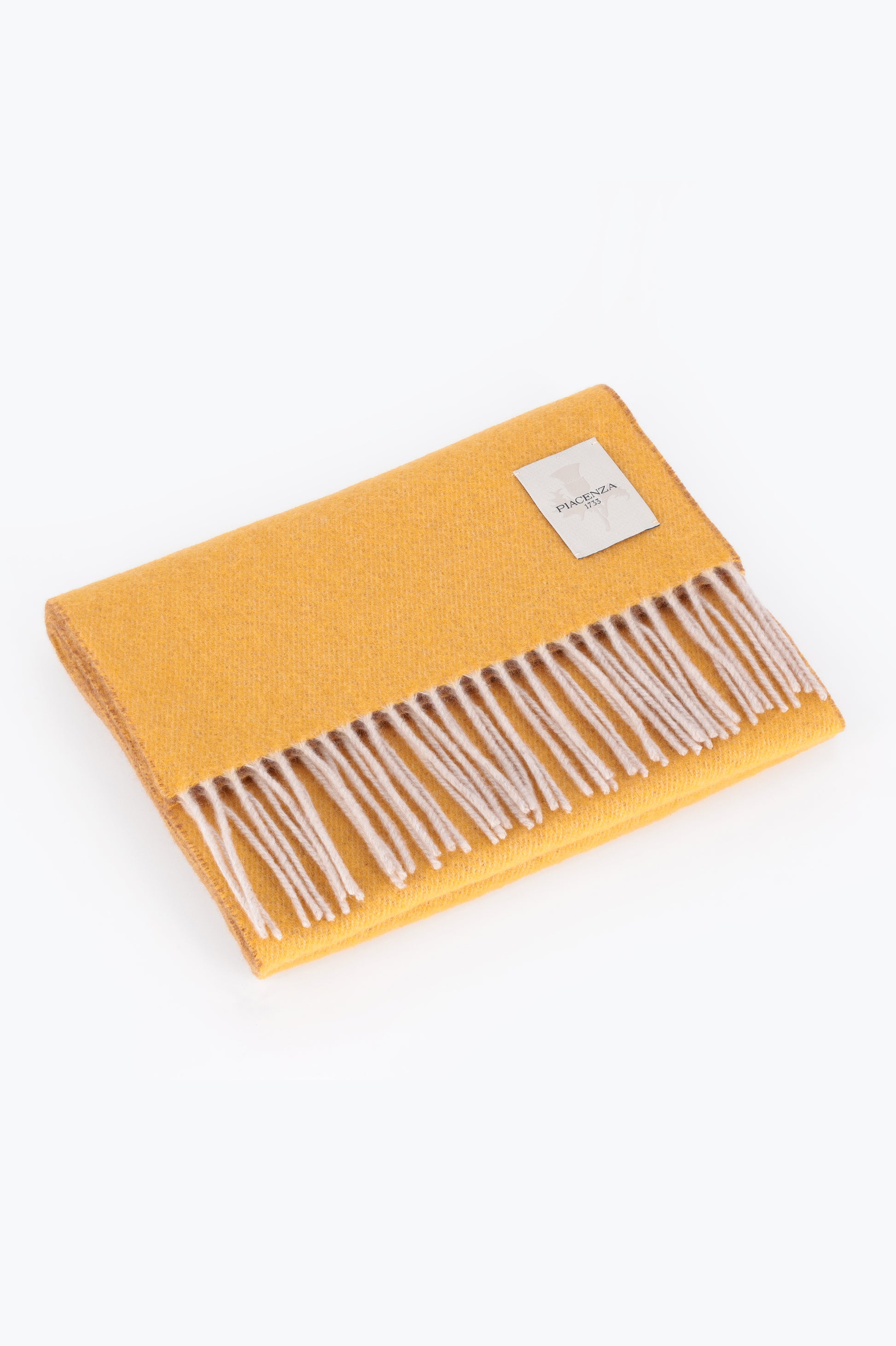 Double cashmere scarf in yellow and camel | PIACENZA 1733