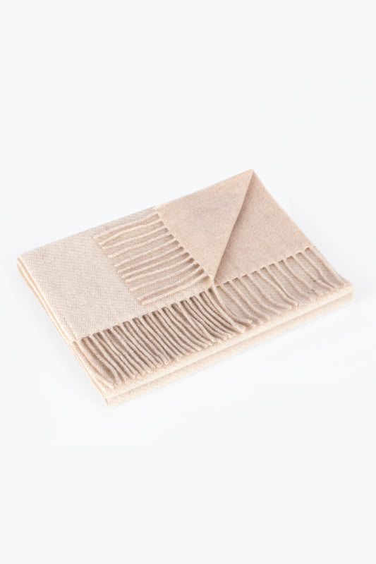 Double cashmere scarf in cream and natural - Double-Sided Cashmere Scarves | PIACENZA 1733
