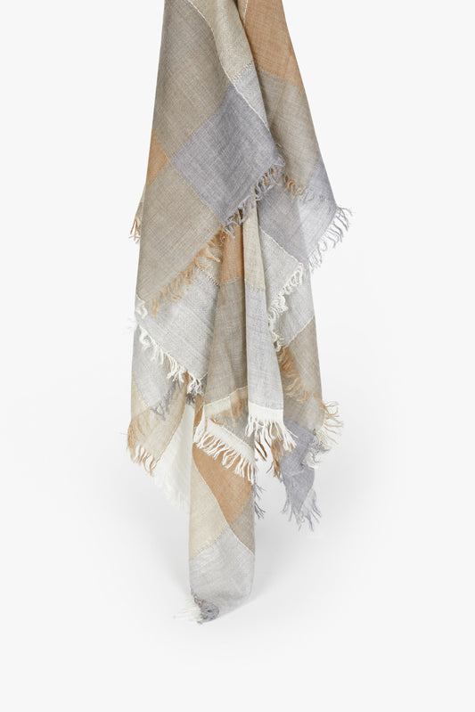 Stola Heritage quadro bianco, nocciola e grigio