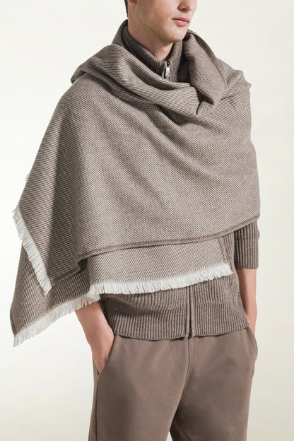 Cashmere scarf with diagonal stripes