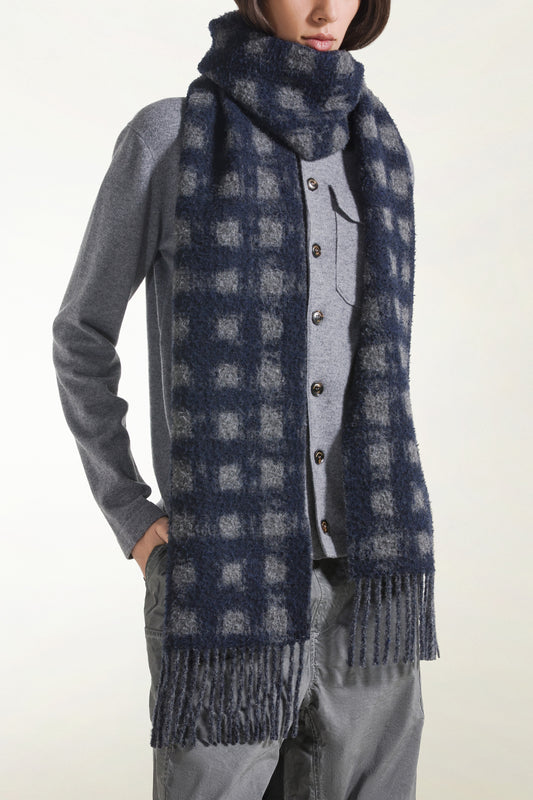 Alpaca and Wool Checked Scarf
