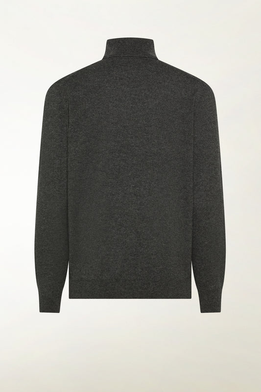 Anthracite-colored cashmere turtleneck - Iconic | PIACENZA 1733