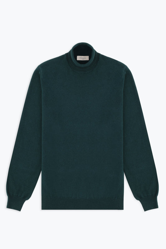 GREEN CASHMERE TURTLENECK