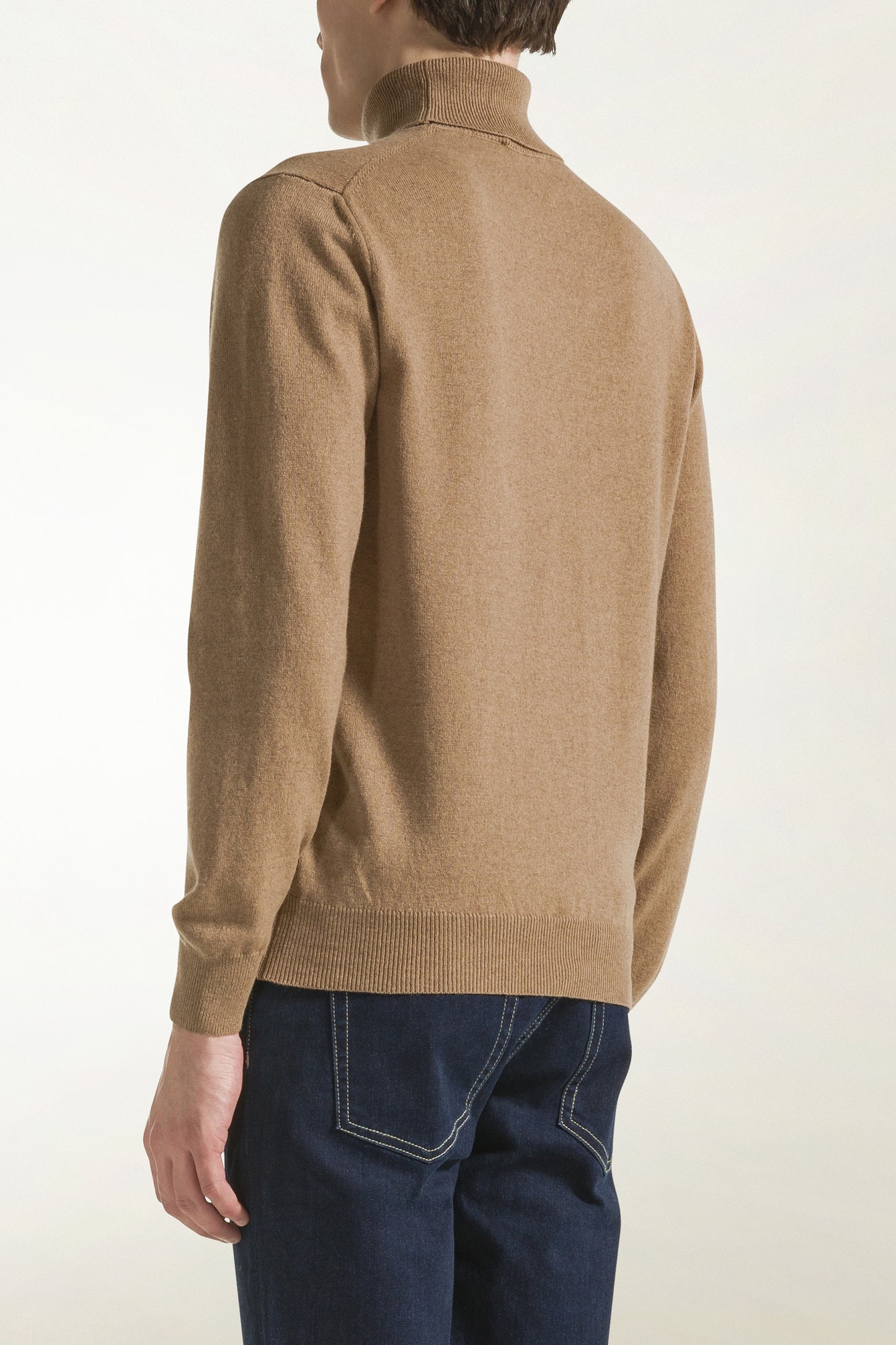 Camel-colored cashmere turtleneck