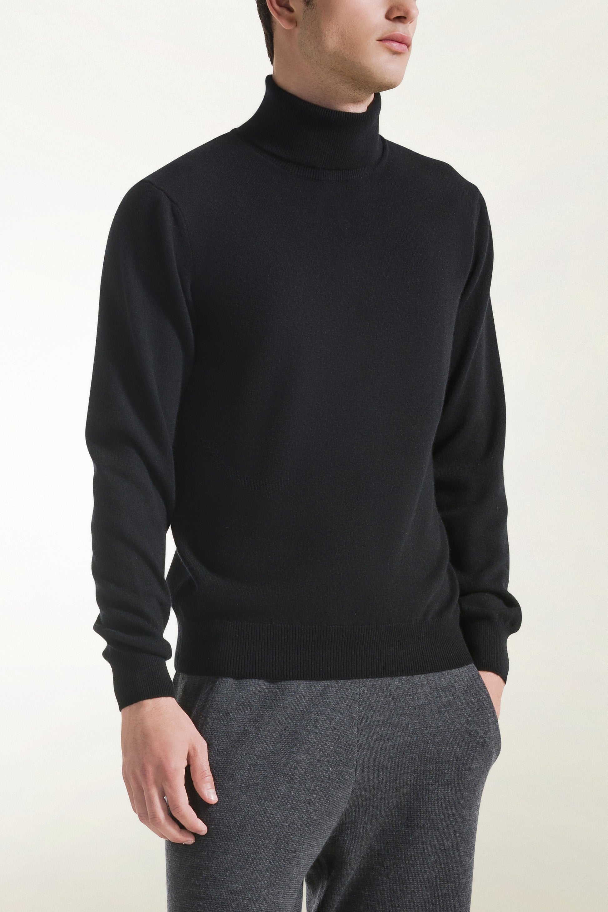 Black cashmere turtleneck | PIACENZA 1733