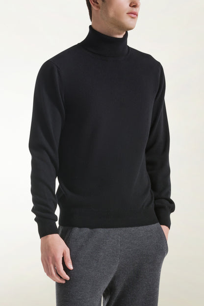 Black cashmere turtleneck | PIACENZA 1733