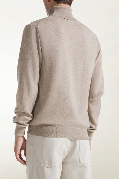 Natural-colored cashmere turtleneck | PIACENZA 1733