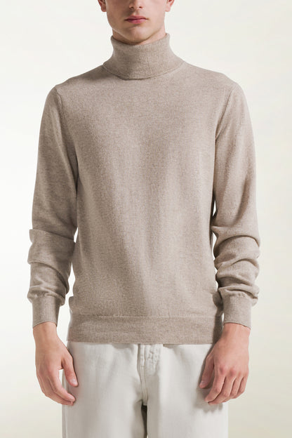 Natural-colored cashmere turtleneck | PIACENZA 1733