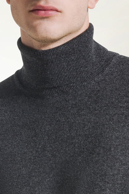 Anthracite-colored cashmere turtleneck | PIACENZA 1733