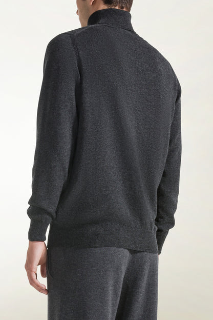 Anthracite-colored cashmere turtleneck | PIACENZA 1733