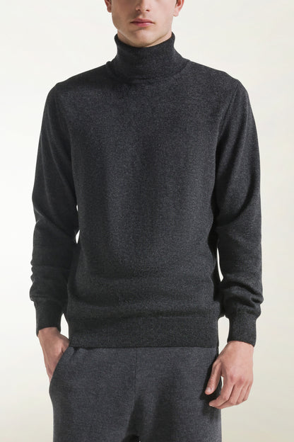 Anthracite-colored cashmere turtleneck | PIACENZA 1733