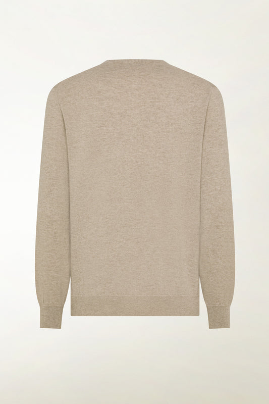 Natural-colored cashmere crewneck - Basic Cashmere | PIACENZA 1733
