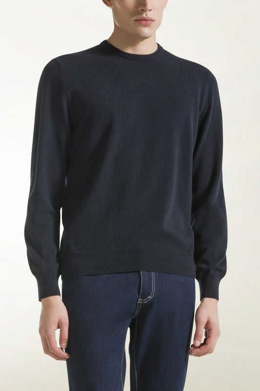 Blue cashmere crewneck - Basic Cashmere | PIACENZA 1733