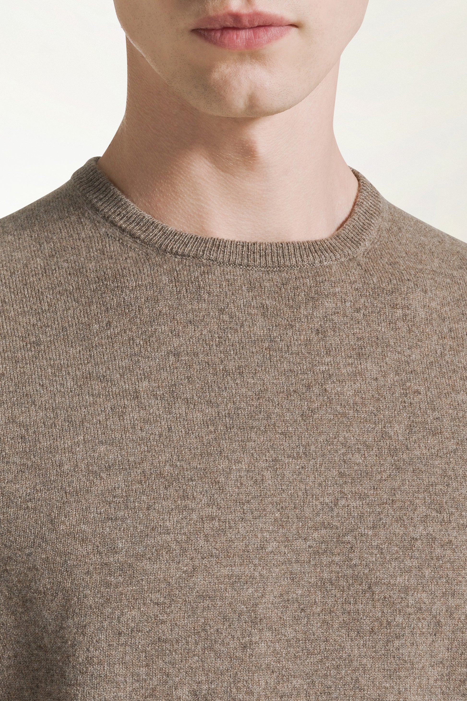 Hazelnut-colored cashmere crewneck | PIACENZA 1733