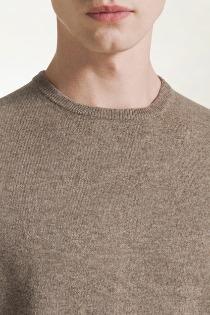 Hazelnut-colored cashmere crewneck | PIACENZA 1733