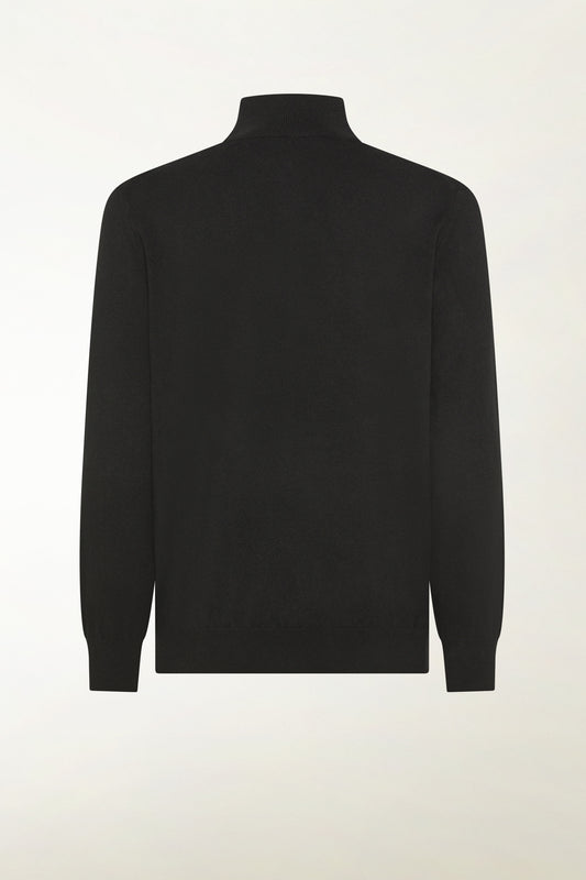 Black cashmere zip-up turtleneck - Men's Cashmere Knitwear | PIACENZA 1733