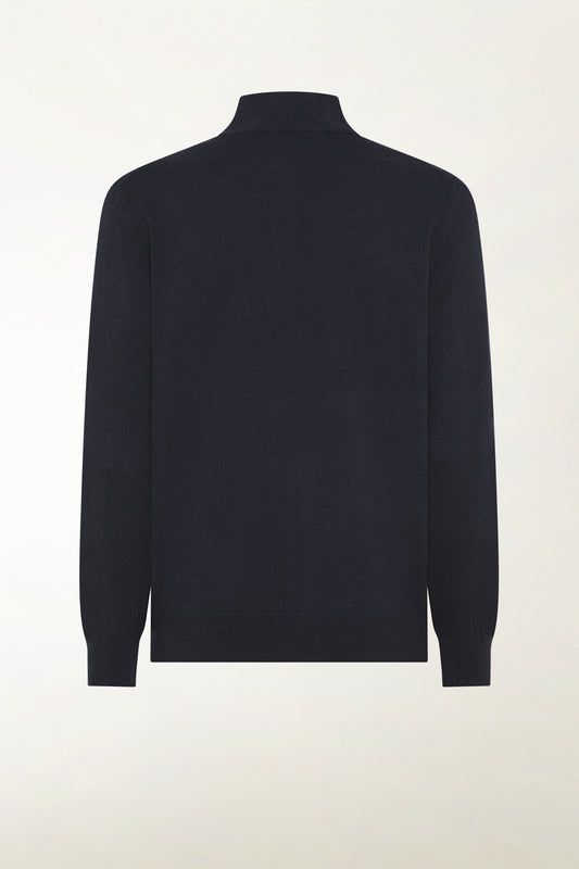 Blue cashmere zip-up turtleneck - Iconic | PIACENZA 1733