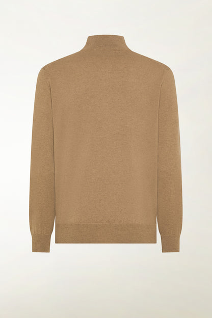 CAMEL ZIP TURTLENECK
