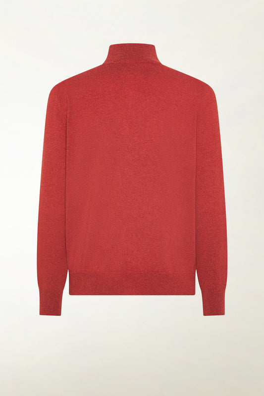 Red cashmere zip-up turtleneck - Iconic | PIACENZA 1733