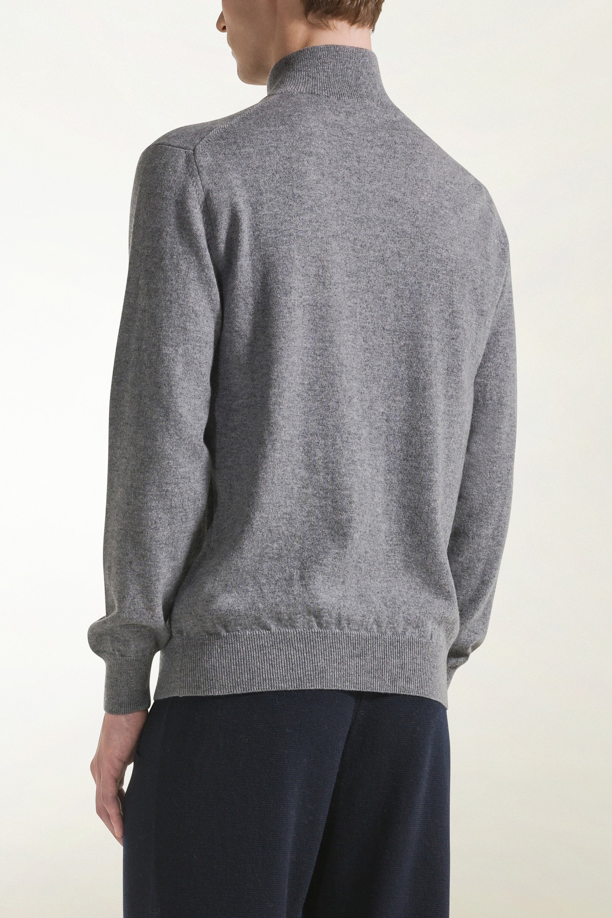 Gray cashmere zip-up turtleneck | PIACENZA 1733