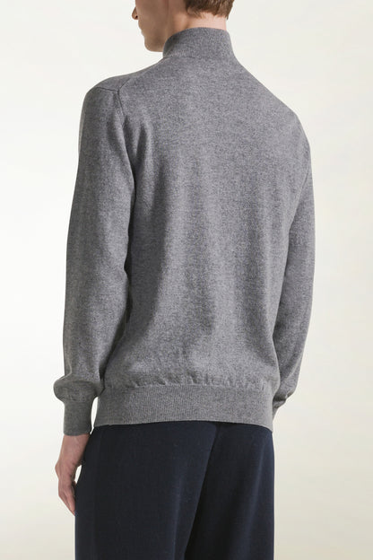 Gray cashmere zip-up turtleneck | PIACENZA 1733