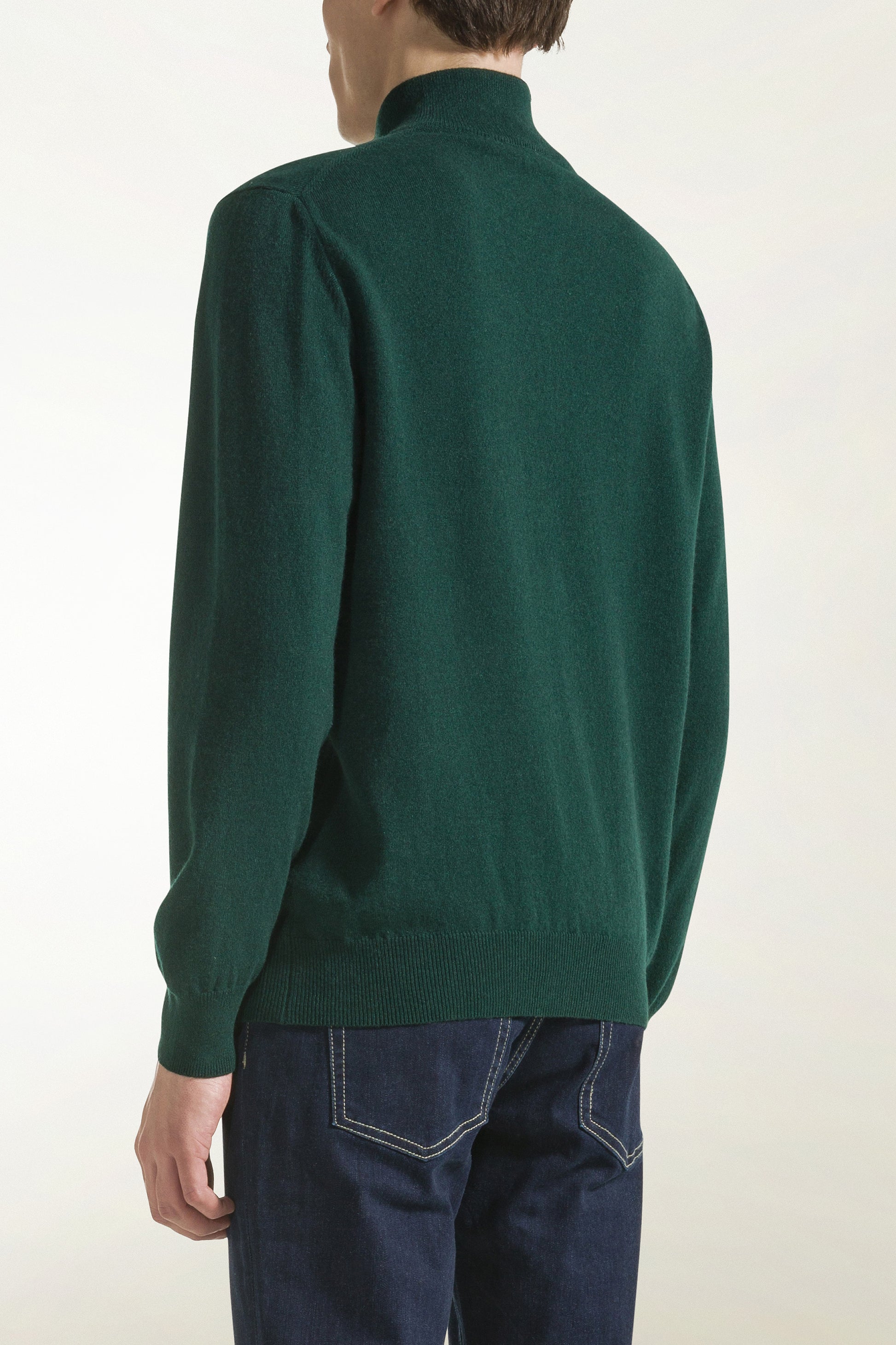 Green cashmere zip-up turtleneck | PIACENZA 1733