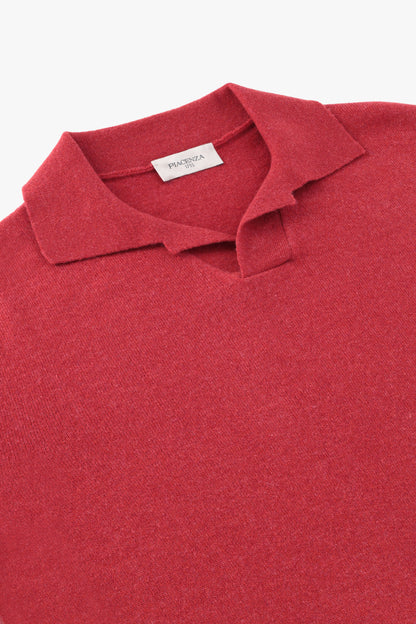 RED CASHMERE POLO SHIRT