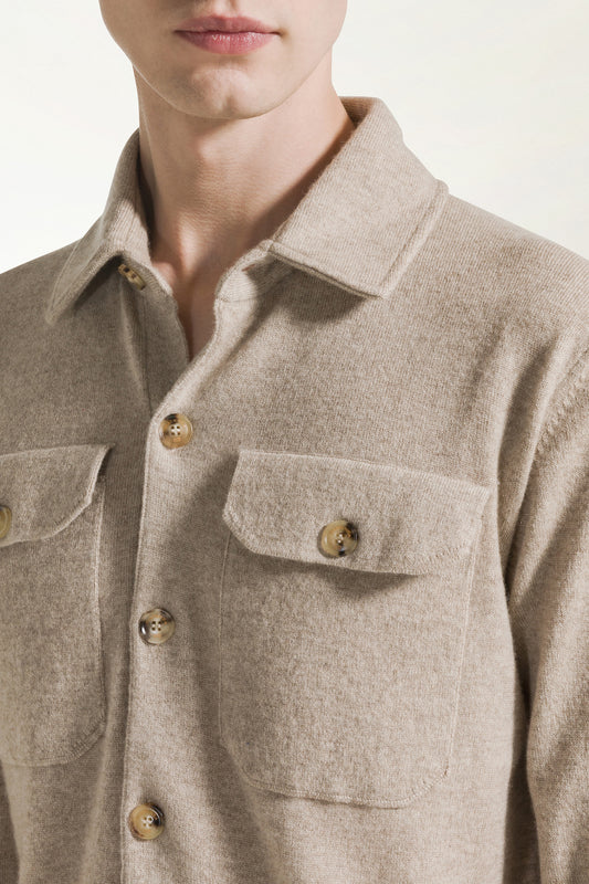 Camicia in cashmere color naturale