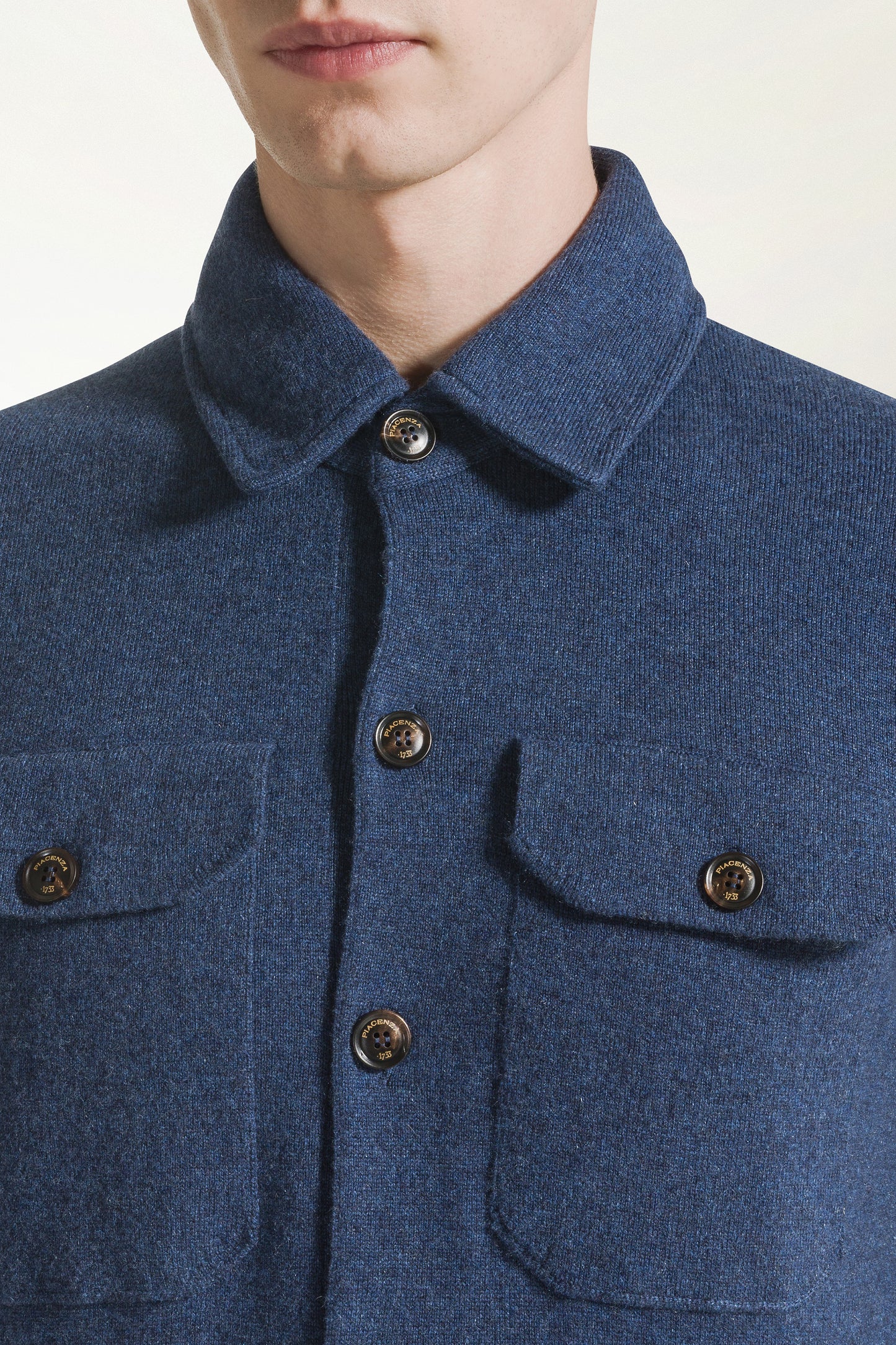 Camicia in cashmere avio
