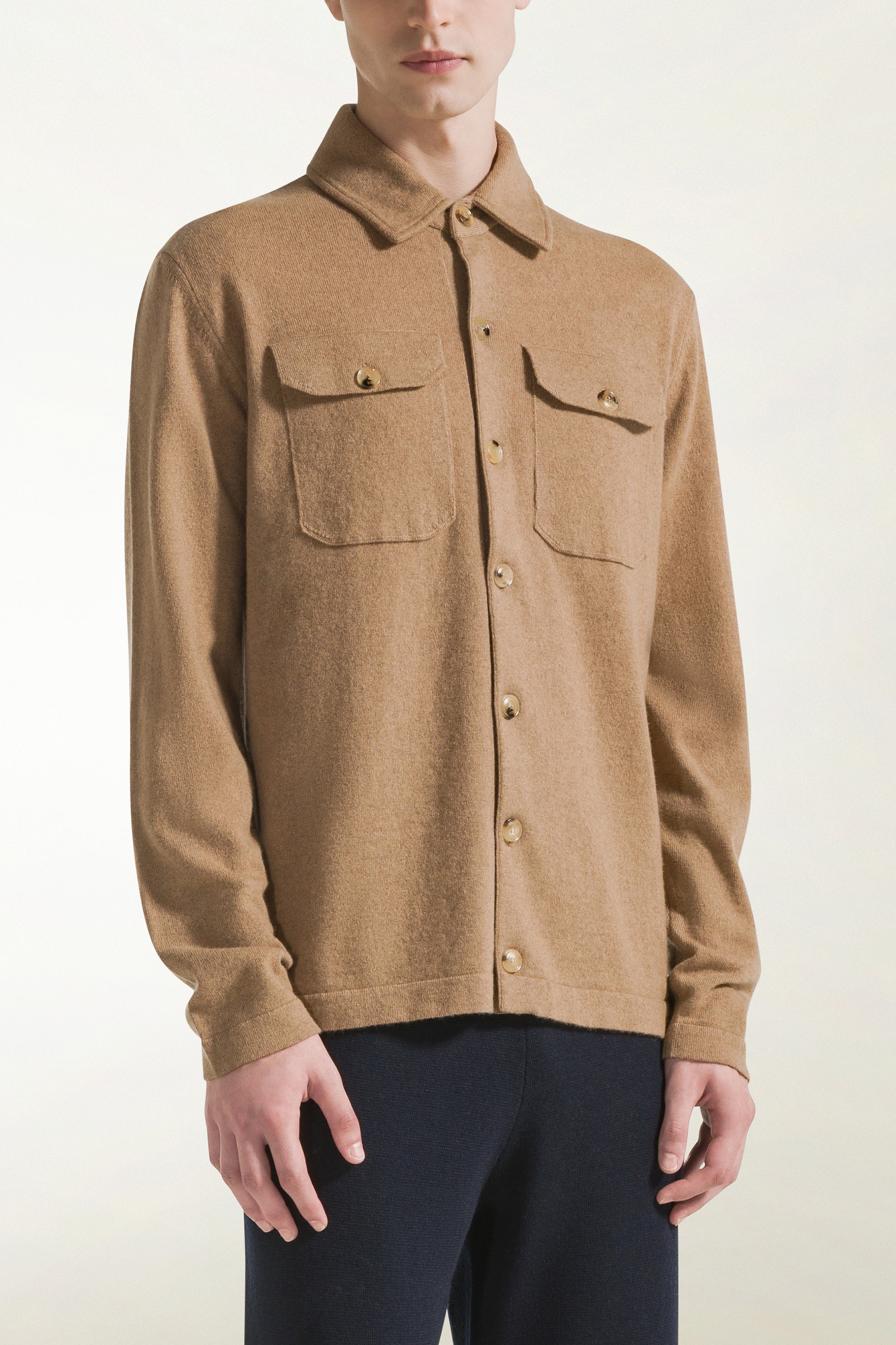 Camel-colored cashmere shirt | PIACENZA 1733
