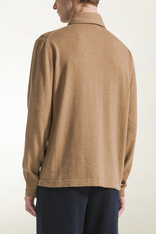 Camel-colored cashmere shirt - Products | PIACENZA 1733