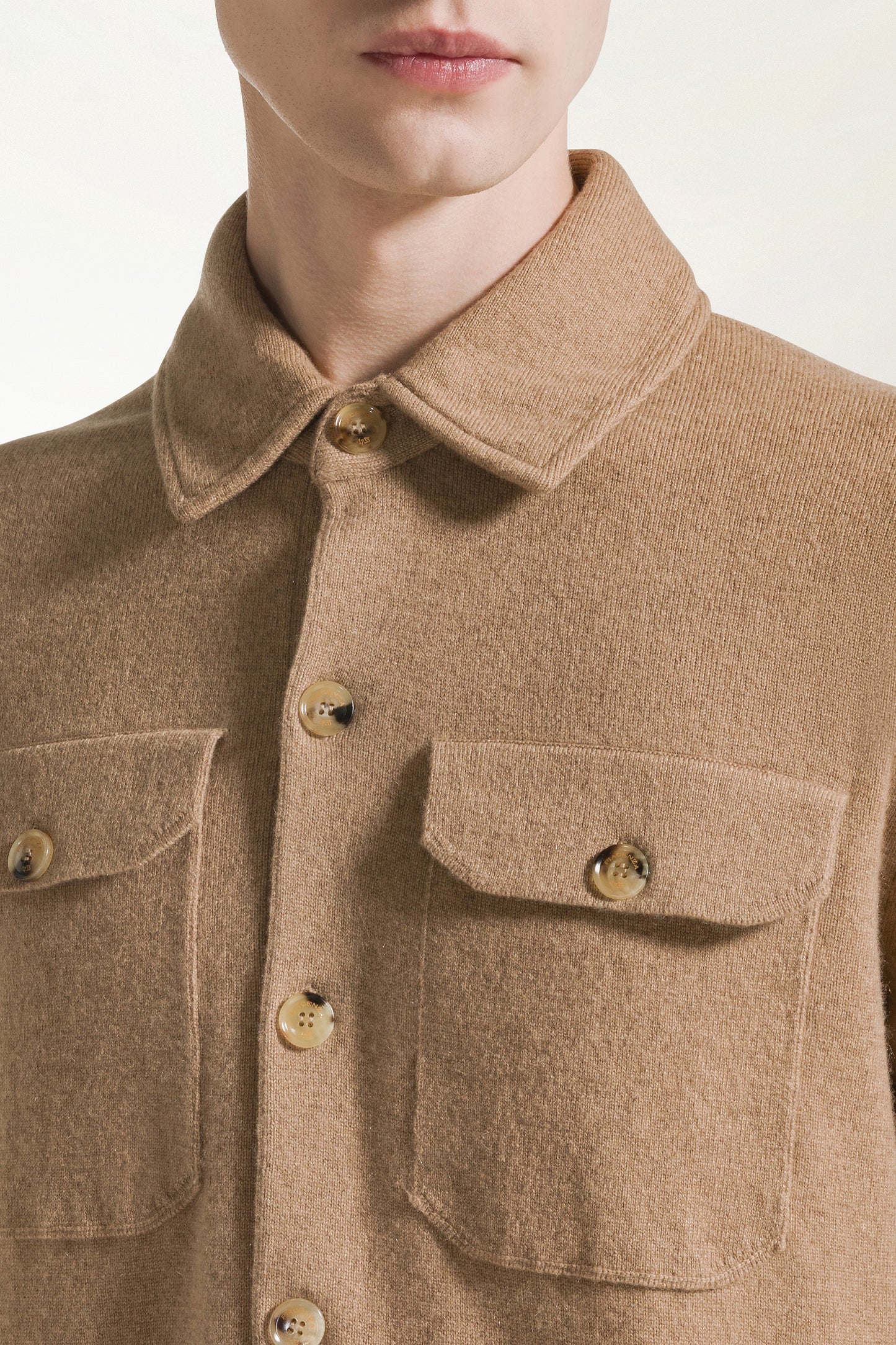 Camel-colored cashmere shirt