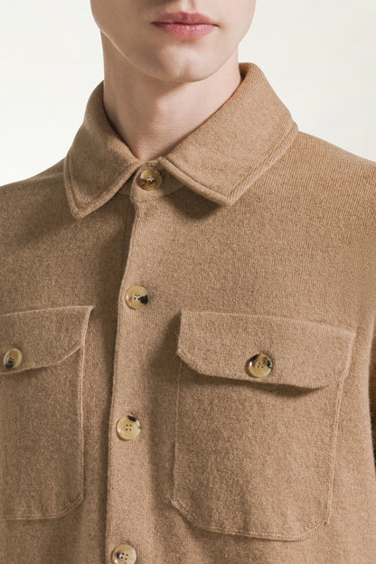 Camel-colored cashmere shirt | PIACENZA 1733