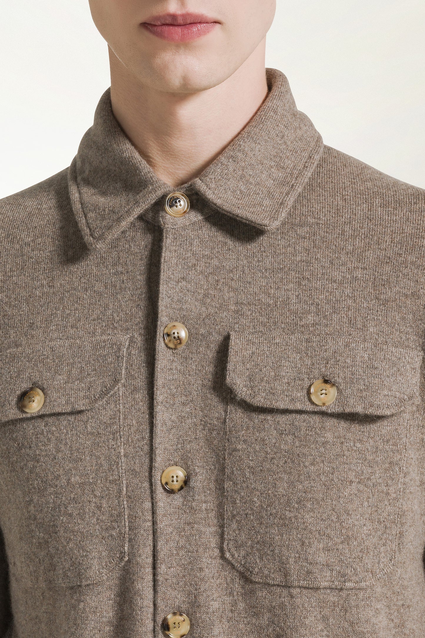 Ecru cashmere overshirt