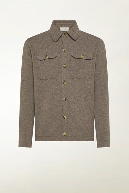 Ecru cashmere overshirt
