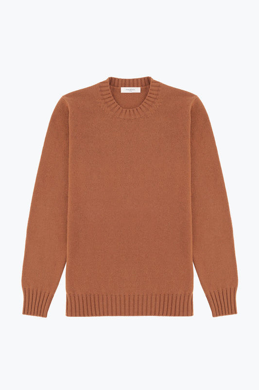 Girocollo in puro cashmere mattone