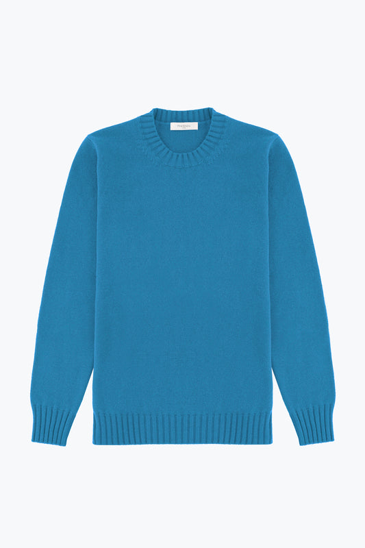 Girocollo in puro cashmere azzurro