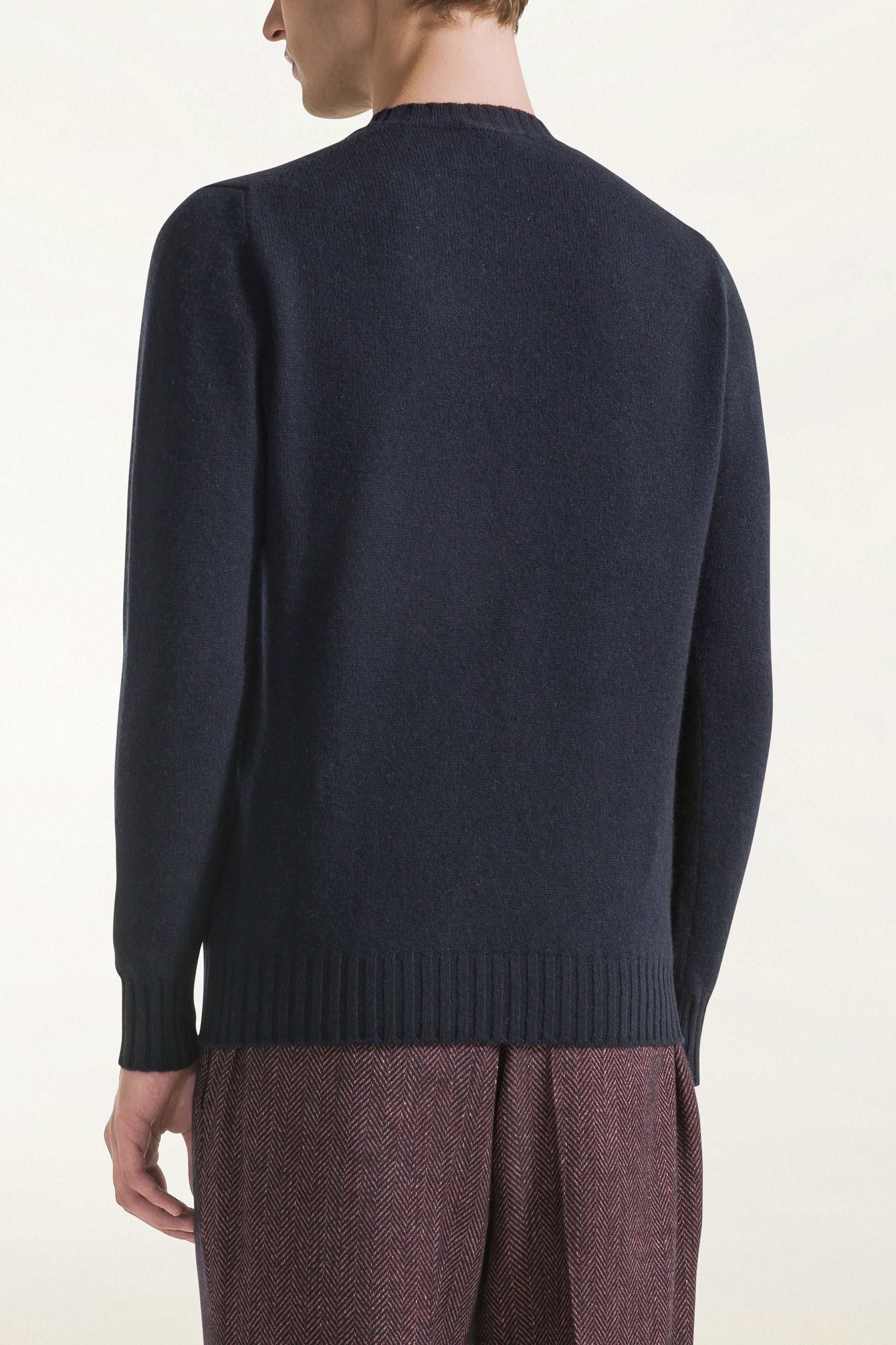 Maglione girocollo in cashmere blu | PIACENZA 1733